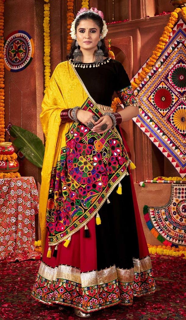 Women Viscose Cotton Navratri Chaniya Choli Multi Color Designer Embroidery Work - 160501102