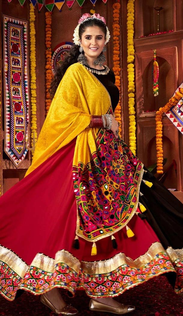 Women Viscose Cotton Navratri Chaniya Choli Multi Color Designer Embroidery Work - 160501102