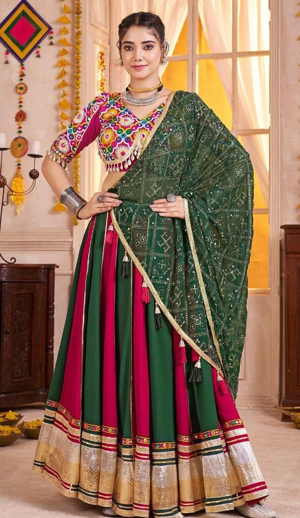 Women Viscose Cotton Designer Embroidery Work Navratri Chaniya Choli Maroon - 160811249