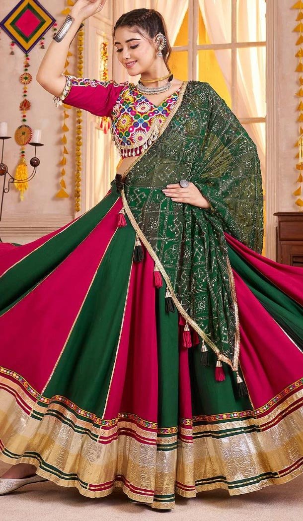 Women Viscose Cotton Designer Embroidery Work Navratri Chaniya Choli Maroon - 160811249