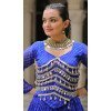 Women Blue Gota Patti Lace Work Lahariya Printed Navratri Chaniya Choli Plus Size