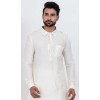 Viscose Plain Mens Pathani Plus Size Kurta With Pajama In White - 12124205518