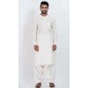 Viscose Plain Mens Pathani Plus Size Kurta With Pajama In White - 12124205518