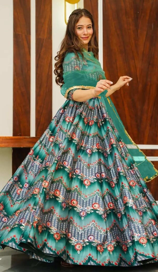 Women Multy Silk Navratri Chaniya Choli Designer Digital Printed - 160851268