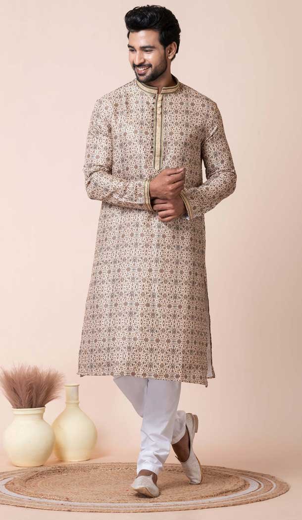 Multi Color Silk Printed Festival Wear Mens Kurta Pajama - 12116205443