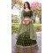 Women Embroidery Work Mehendi Green Gold Crush Silk Party Lehenga Choli - 12267206762