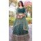 Women Embroidery Work Party Lehenga Choli Teal Blue Gold Crush Silk - 12267206763