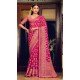 Women Georgette Saree Pink Jacquard Work - 12523208090