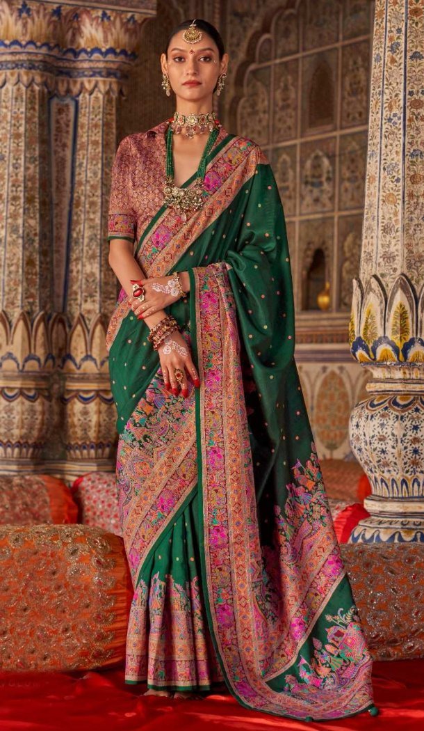 Women Green Saree Super Silk Embroidery - 12527208118