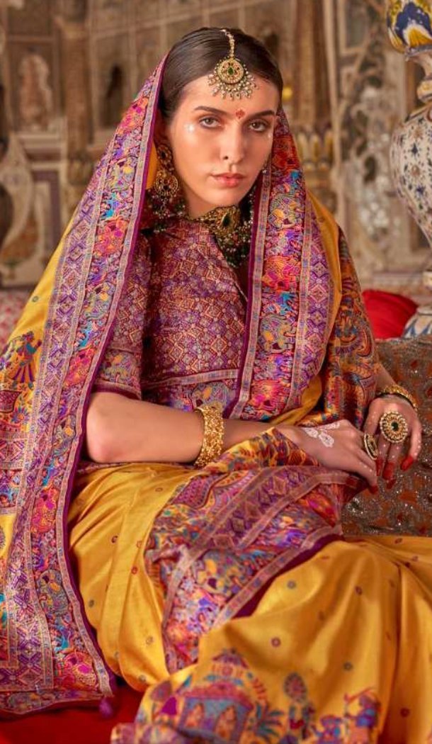 Women Embroidery Super Silk Saree Yellow - 12527208119