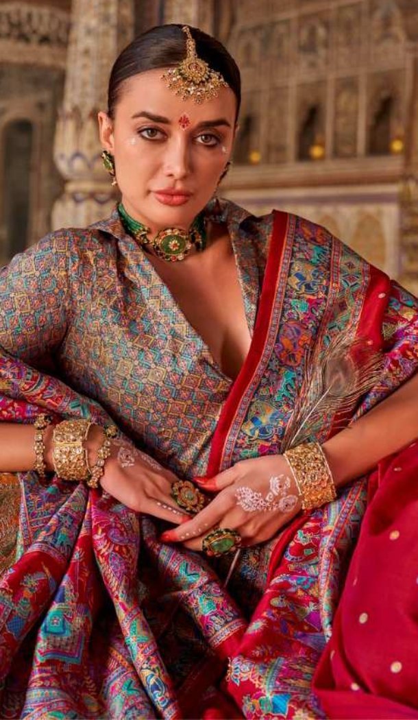 Women Maroon Super Silk Embroidery Saree - 12527208123