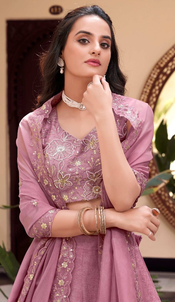Women Party Lehenga Choli Embroidery Work New Crush Pink - 12657208735