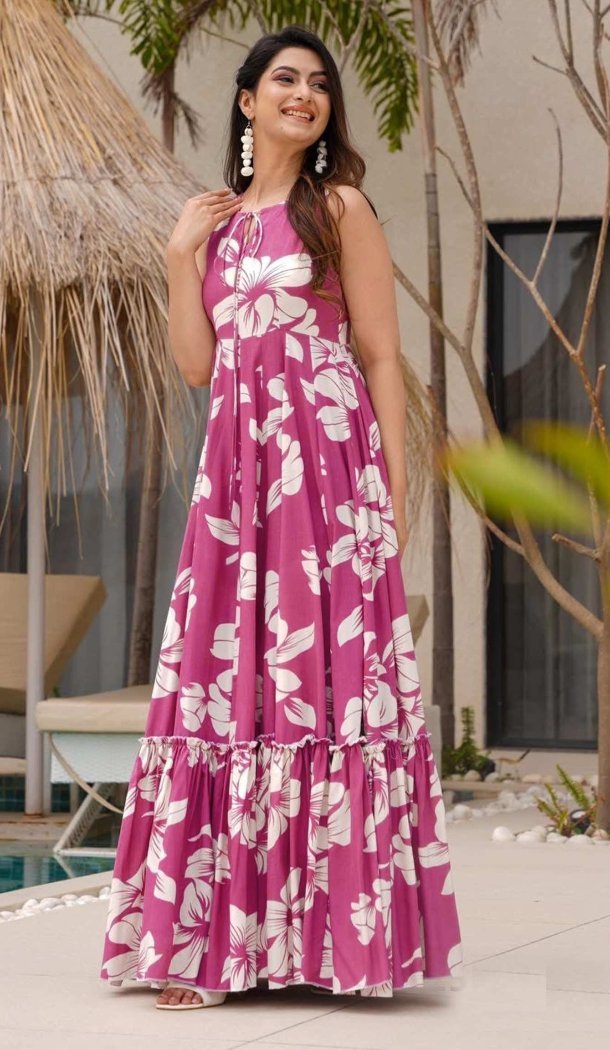 Women Gown Heavy Rayon Multi Heavy Digital Printed - 12663208759