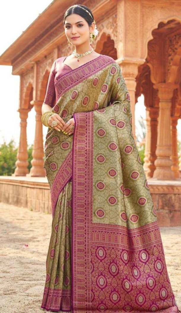 Women Jacquard Work Traditional Wear Saree Purple Soft Banarasi Silk - 12628208595