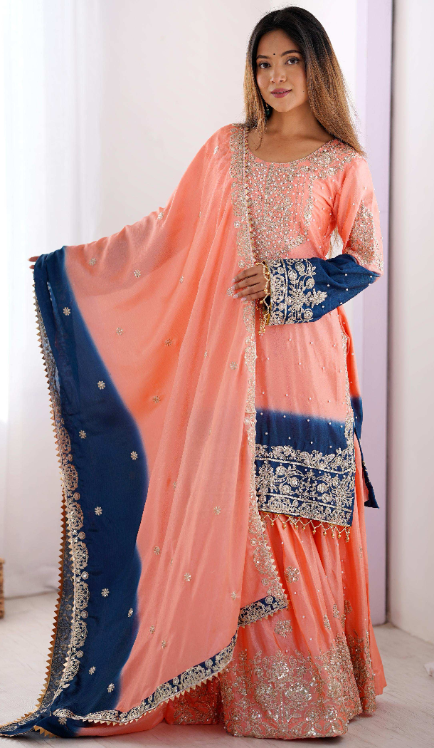 Women Dori With Sequence Palazzo Suit Multi Chinon Silk - 12631208609