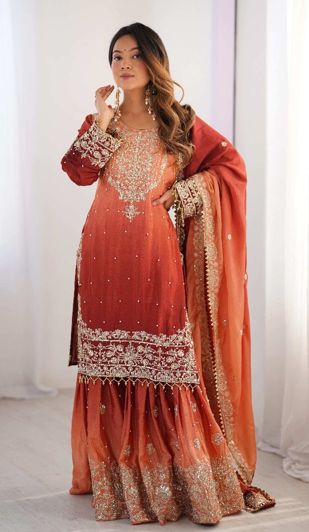 Women Palazzo Suit Dori With Sequence Multi Chinon Silk -  12631208611