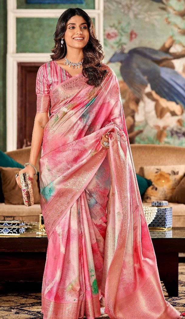 Women Digital Printed Work Traditional Wear Saree Soft Silk Multi - 12967210344