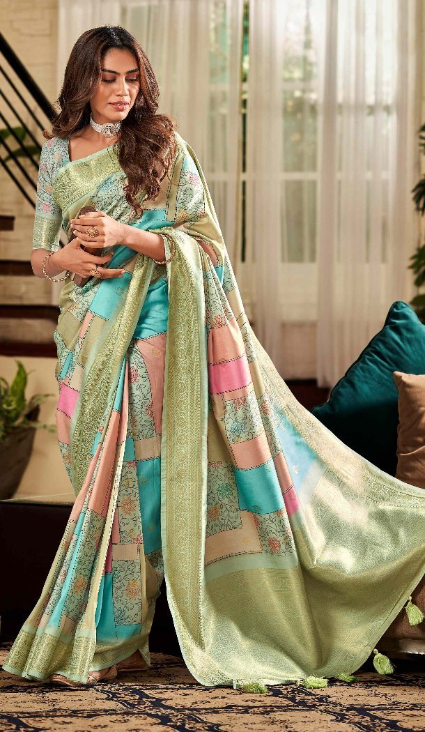 Women Traditional Wear Saree Multi Soft Silk Digital Printed Work - 12967210346
