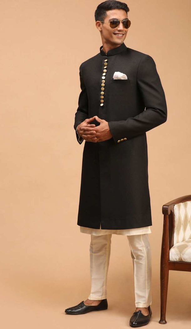 Women Mens Wear Indo Western Dhupion Art Silk Black - 13116211052