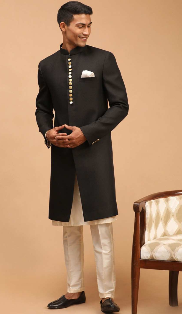 Women Mens Wear Indo Western Dhupion Art Silk Black - 13116211052