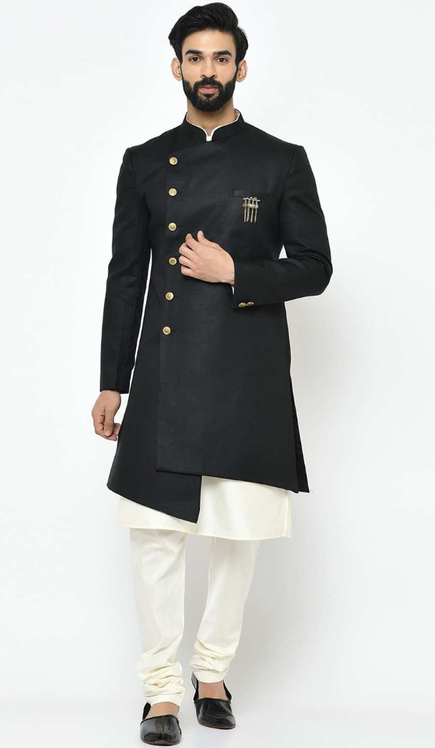 Women Black Dhupion Art Silk Mens Wear Indo Western - 13116211055