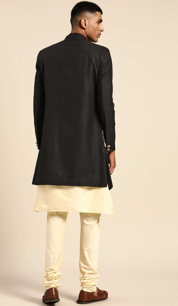 Women Dhupion Art Silk Mens Wear Indo Western Black - 13116211056