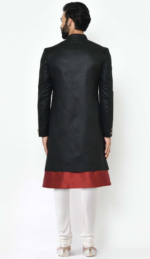 Women Dhupion Art Silk Mens Wear Indo Western Black - 13116211057