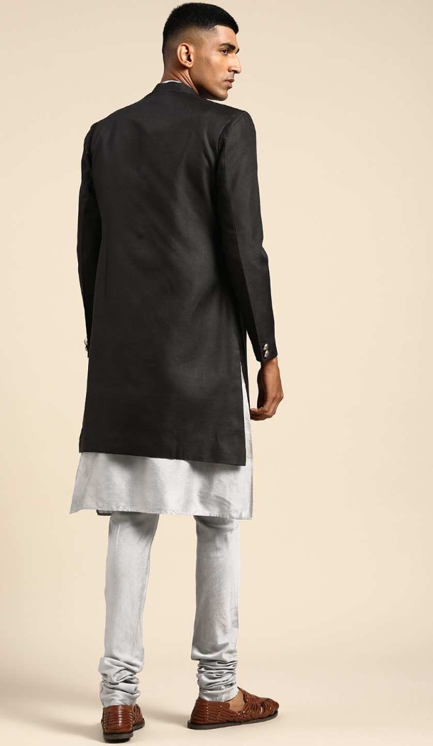 Women Black Dhupion Art Silk Mens Wear Indo Western - 13116211058