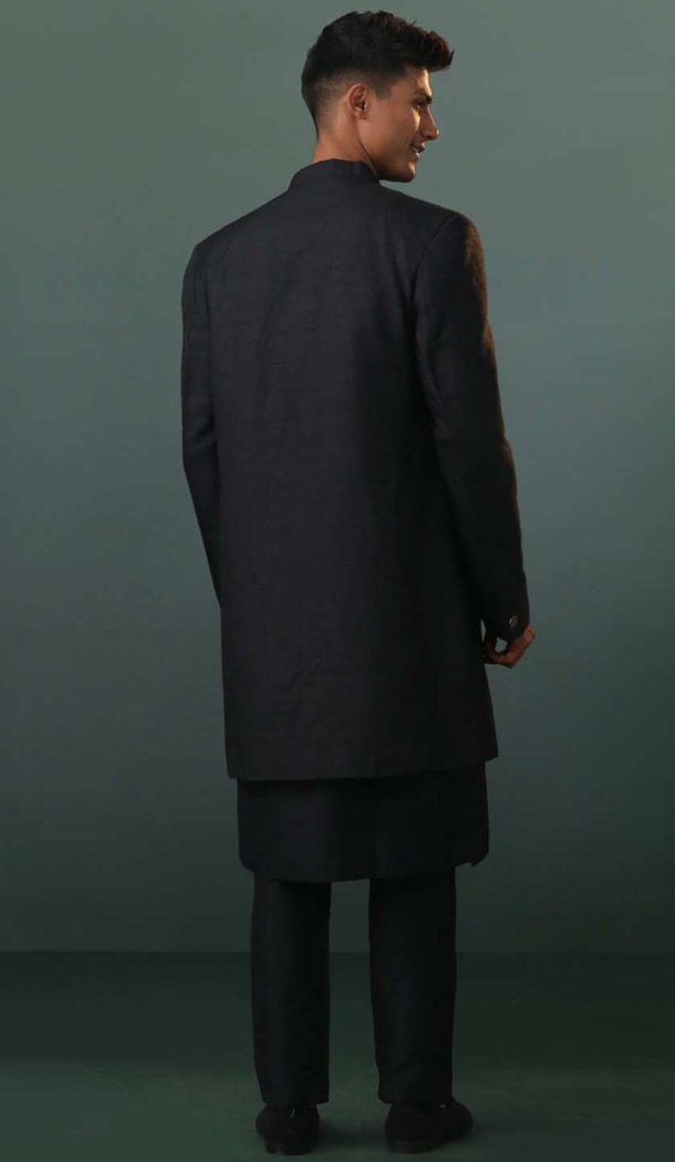 Women Mens Wear Indo Western Dhupion Art Silk Black - 13116211059