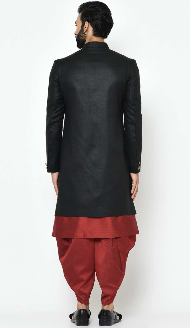 Women Black Mens Wear Indo Western Dhupion Art Silk - 13116211061