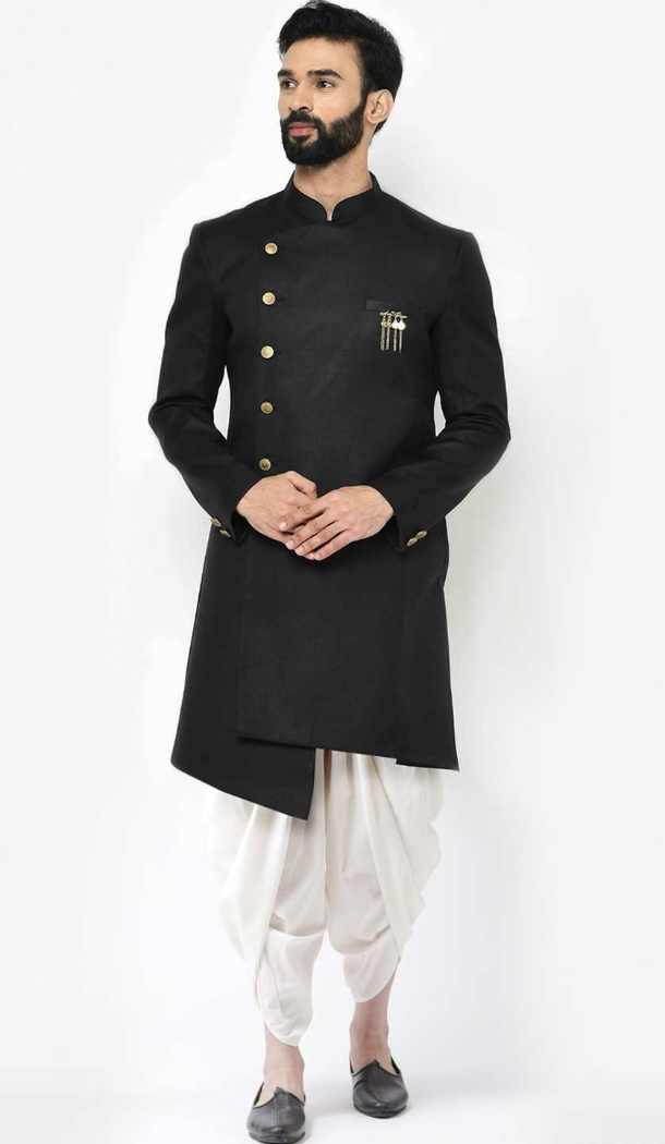 Women Black Dhupion Art Silk Mens Wear Indo Western - 13116211064