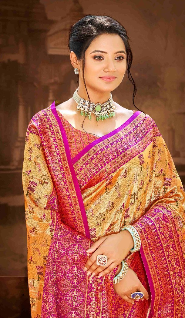 Women Traditional Wear Saree Jacquard Kanjipuram Banarasi Silk Multi - 13179211372