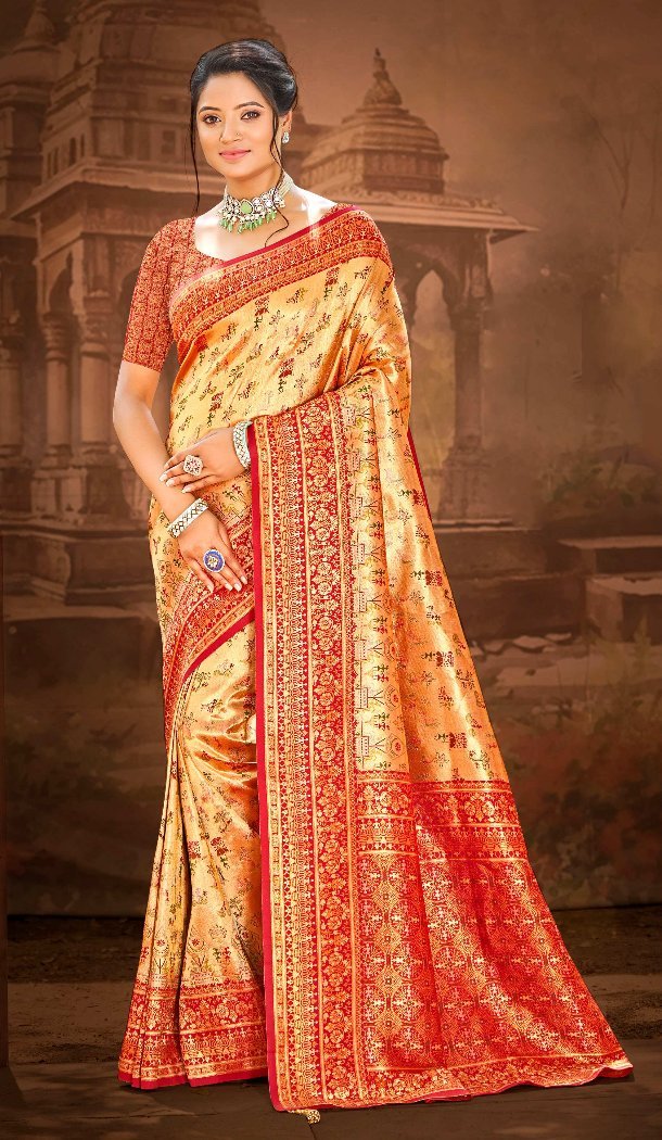 Women Multi Kanjipuram Banarasi Silk Jacquard Traditional Wear Saree - 13179211373