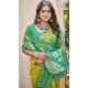 Women Patola print Party Wear Saree Pochampalli Silk Mustard Yellow - 13245211759