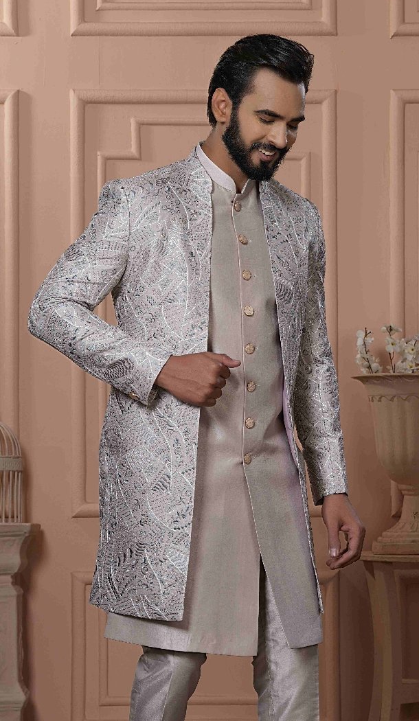 Men Sequence Embroidery Mens Wear Indo Western Pastel Pitch - 13277211953