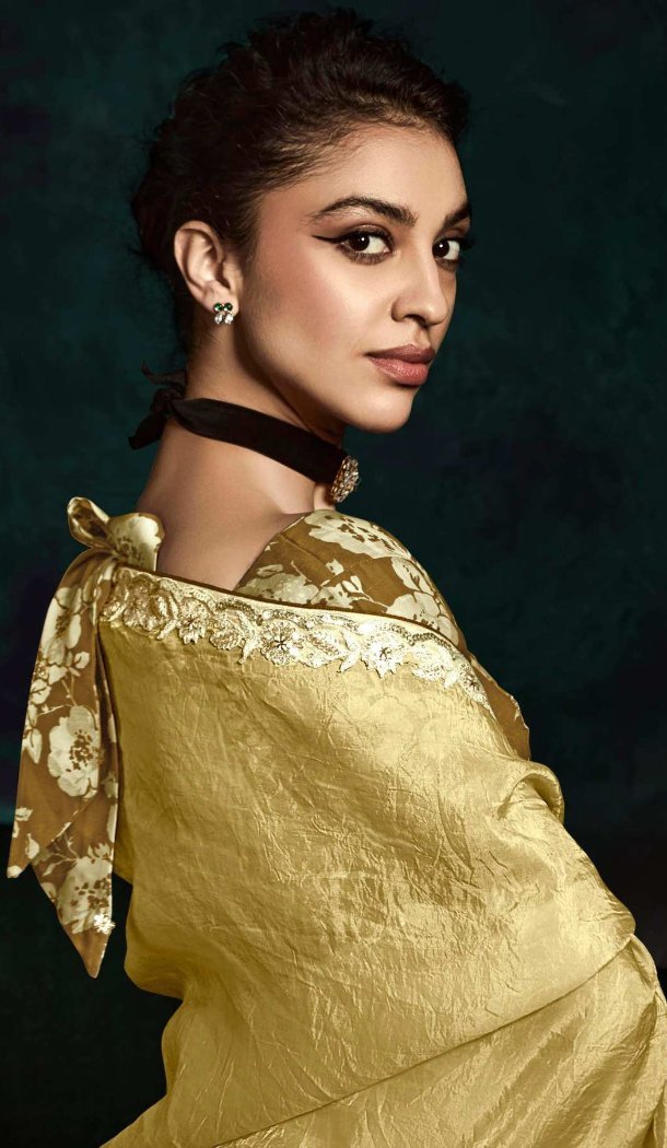 Women Designer Saree Cream Tissue Organza Embroidery - 13350212458