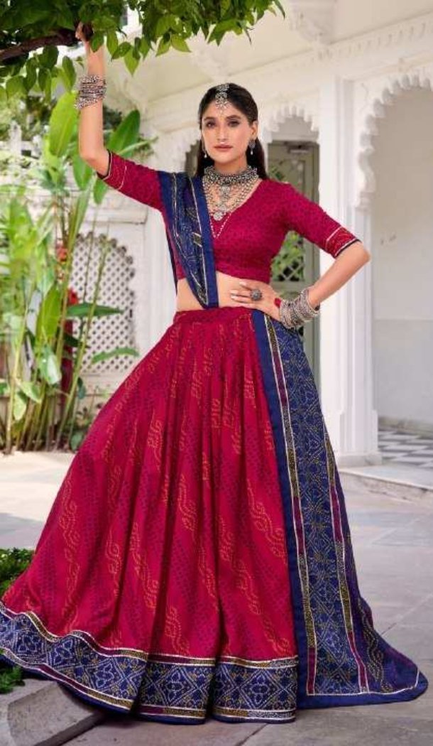 Women Traditional Wear Lehenga Choli Pink Tussar Silk Digital Print - 13360212496