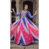 Women Embroidery Mirror Work Faux Georgette Bandhej Gown Multi Plus Size