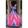Women Embroidery Mirror Work Faux Georgette Bandhej Gown Multi Plus Size