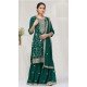 Women Embroidery Sequence Work Vichitra Palazzo Suit Bottle Green - 13476213036
