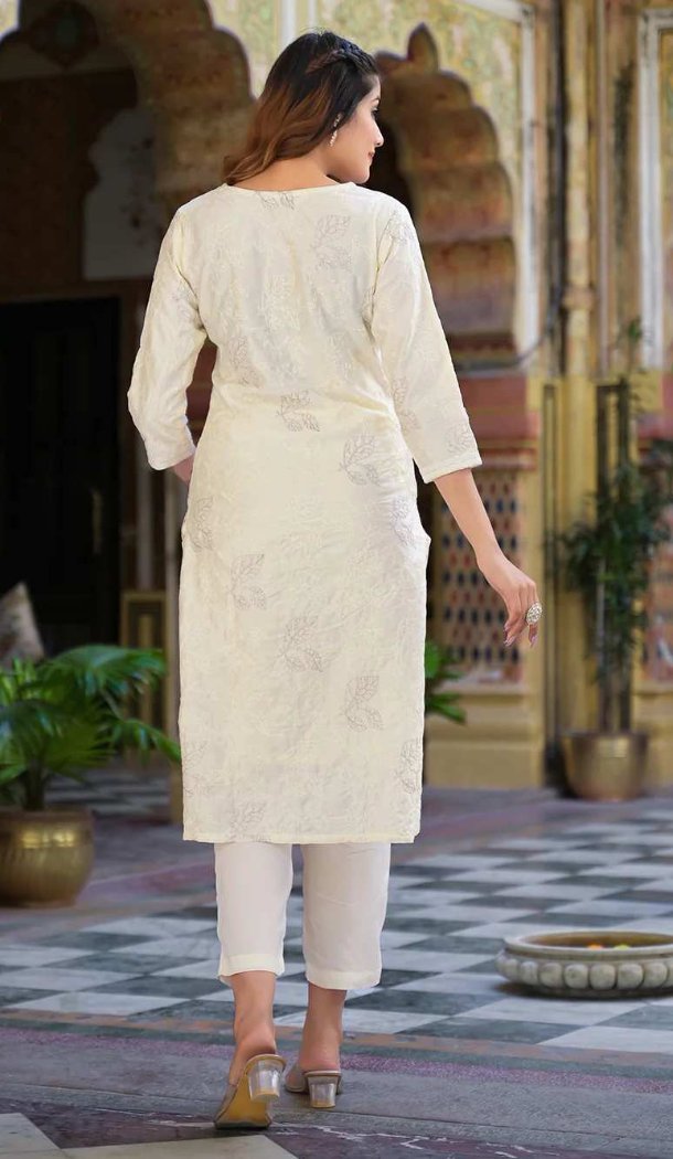 Cream Chanderi Digital Salwar Suit – FH214009