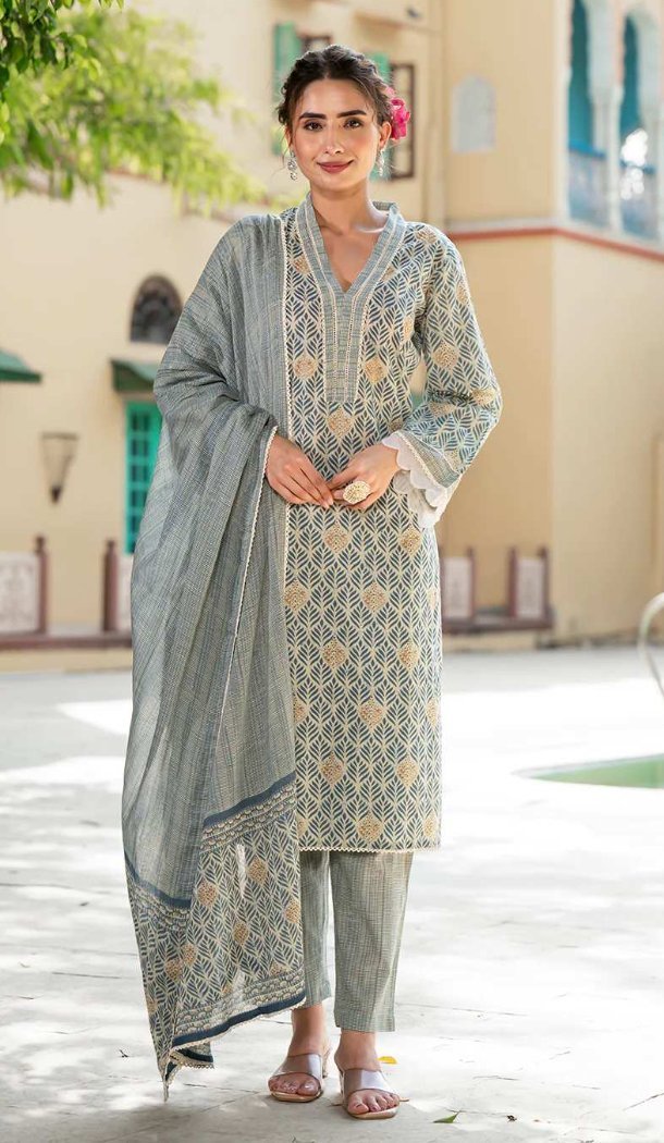 Grey Cotton Digital Salwar Suit – FHR214010
