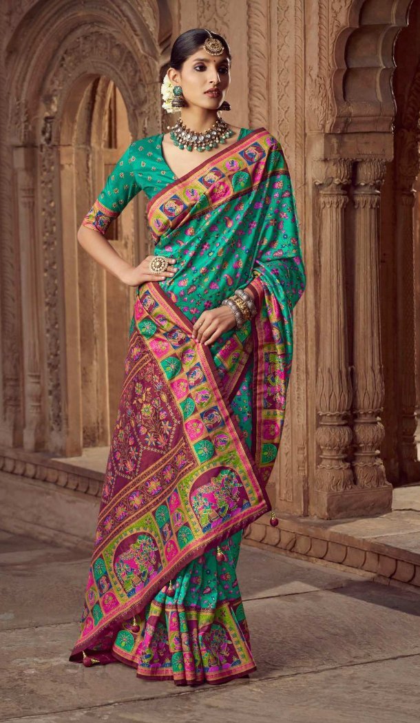 Blue Silk Printed Saree for Women – 214187