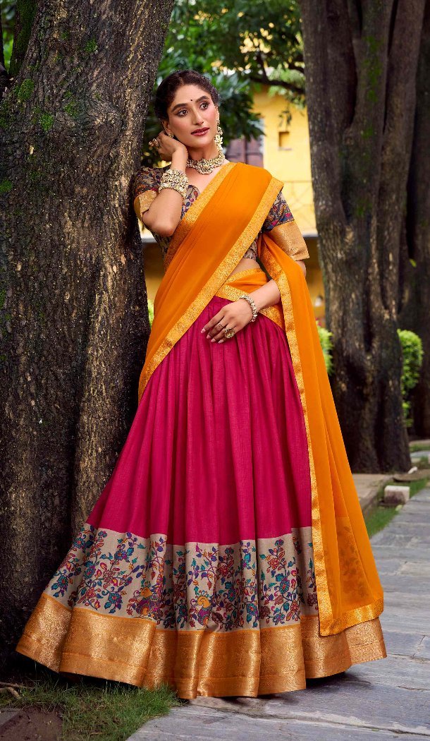 Pink Aastha Silk Zari Work Lehenga Choli – 214226