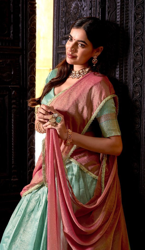 Sky Blue Dhupion Silk Zari Lehenga Choli for Women – 214360