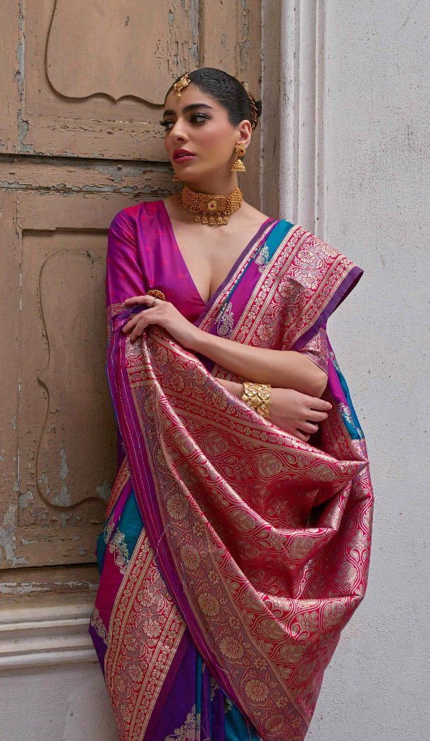 Pink Jacquard Banarasi Silk Saree – 215430