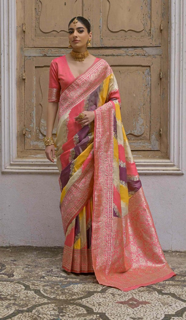 Light Pink Banarasi Silk Jacquard Saree – 215432