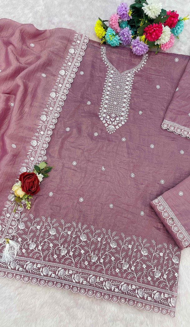 Lavender Gold Crush Zari Work Sharara Suit – 215727