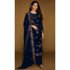 Buy Navy Blue Velvet Pakistani Suit Plus Size - 216077