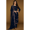Buy Navy Blue Velvet Pakistani Suit Plus Size - 216077